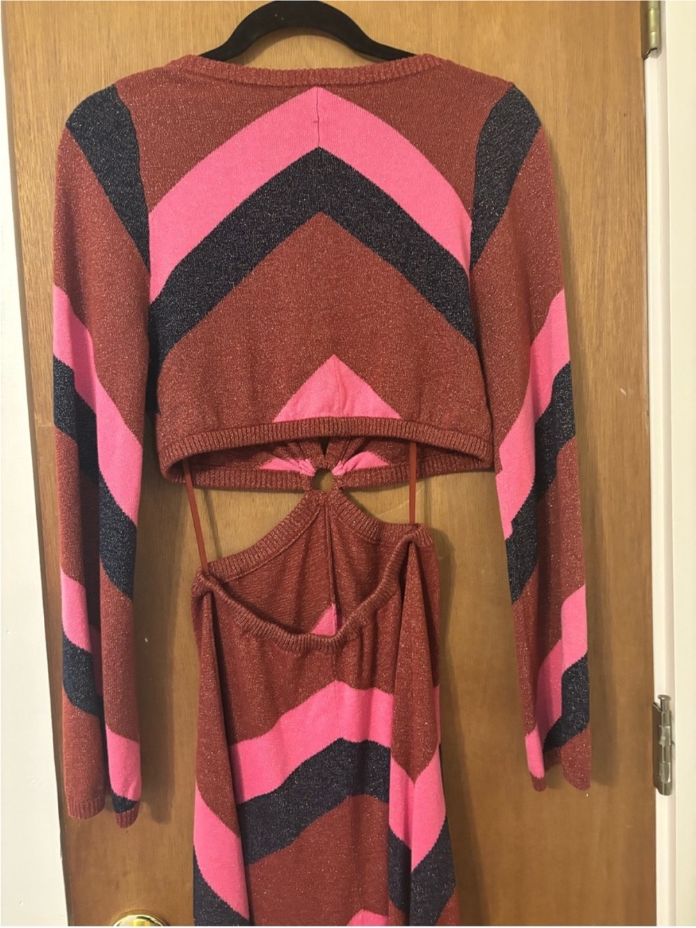 Spell Mylee Knit Maxi Gown in Brown, Pink & Black Chevron - Picture 7 of 9